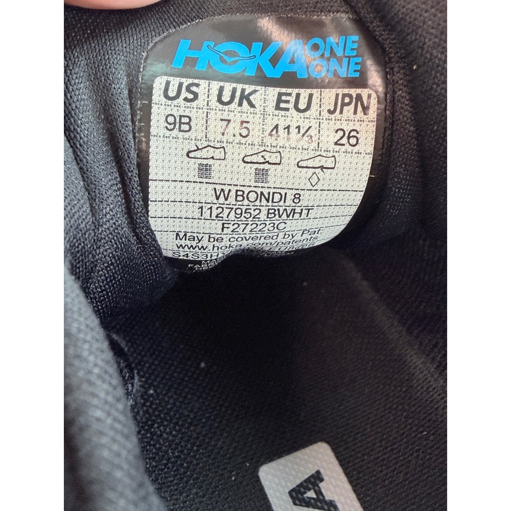 Hoka Bondi 8 Running Shoes Womens 9B Black White Good Max Cushion 1127952 BWHT - Picture 8 of 12